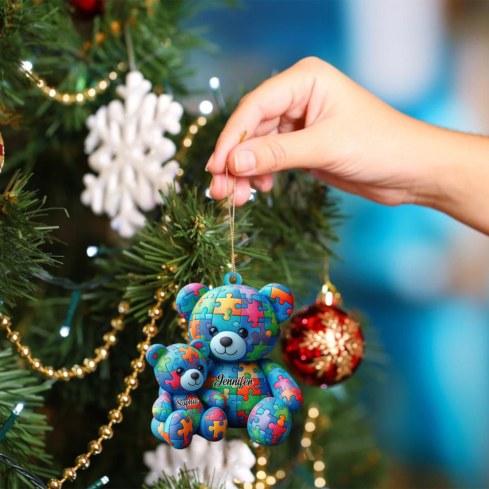 Blisscorners Autisum Bear Ornament, Personalized Ornament2D Flat LM2211