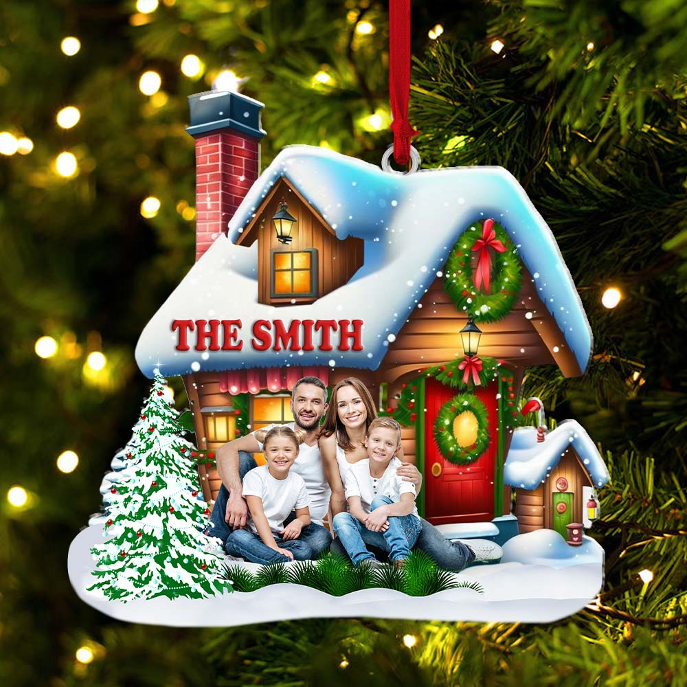 Blisscorners Custom Name and Photo Family Ornament, Family Christmas Decoration2D Flat LM2211