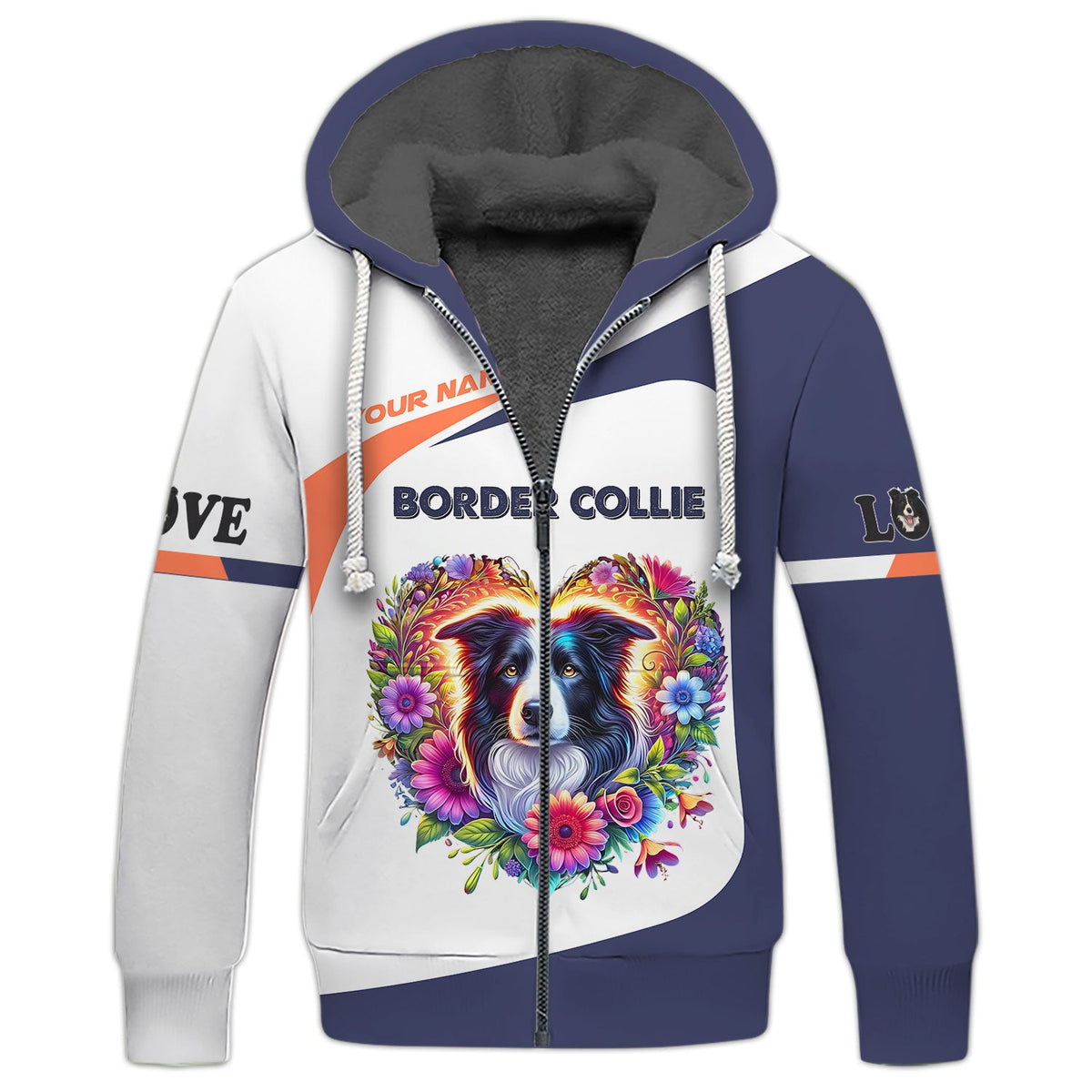 Blisscorners Personalized Border Collie Shirt - Vibrant Floral Heart Design