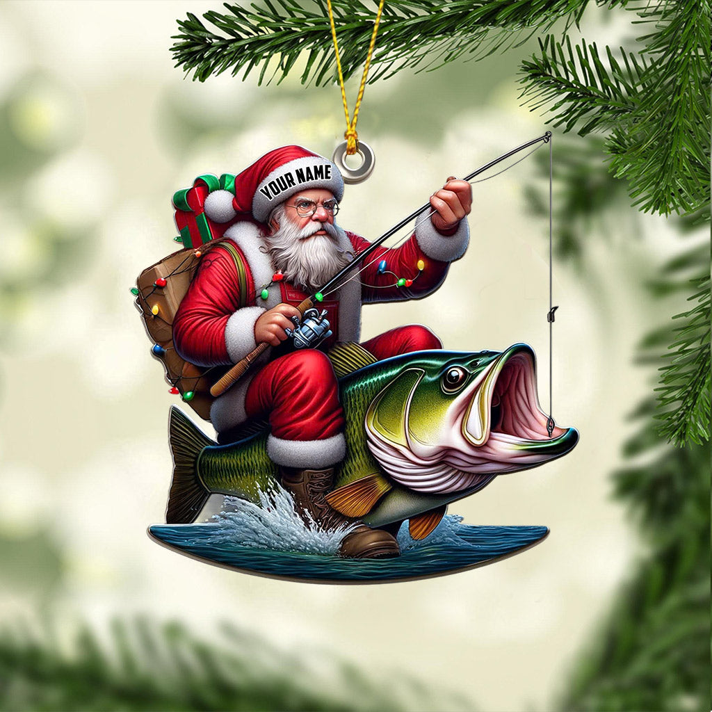 Blisscorners Fishing Santa Christmas Ornament, Personalized Ornament2D Flat LM2211