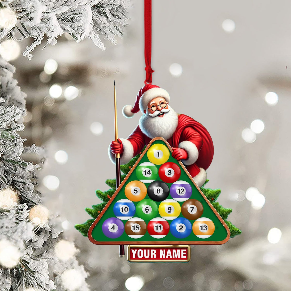 Blisscorners Billiard Santa Christmas Ornament, Personalized Ornament2D Flat LM2211