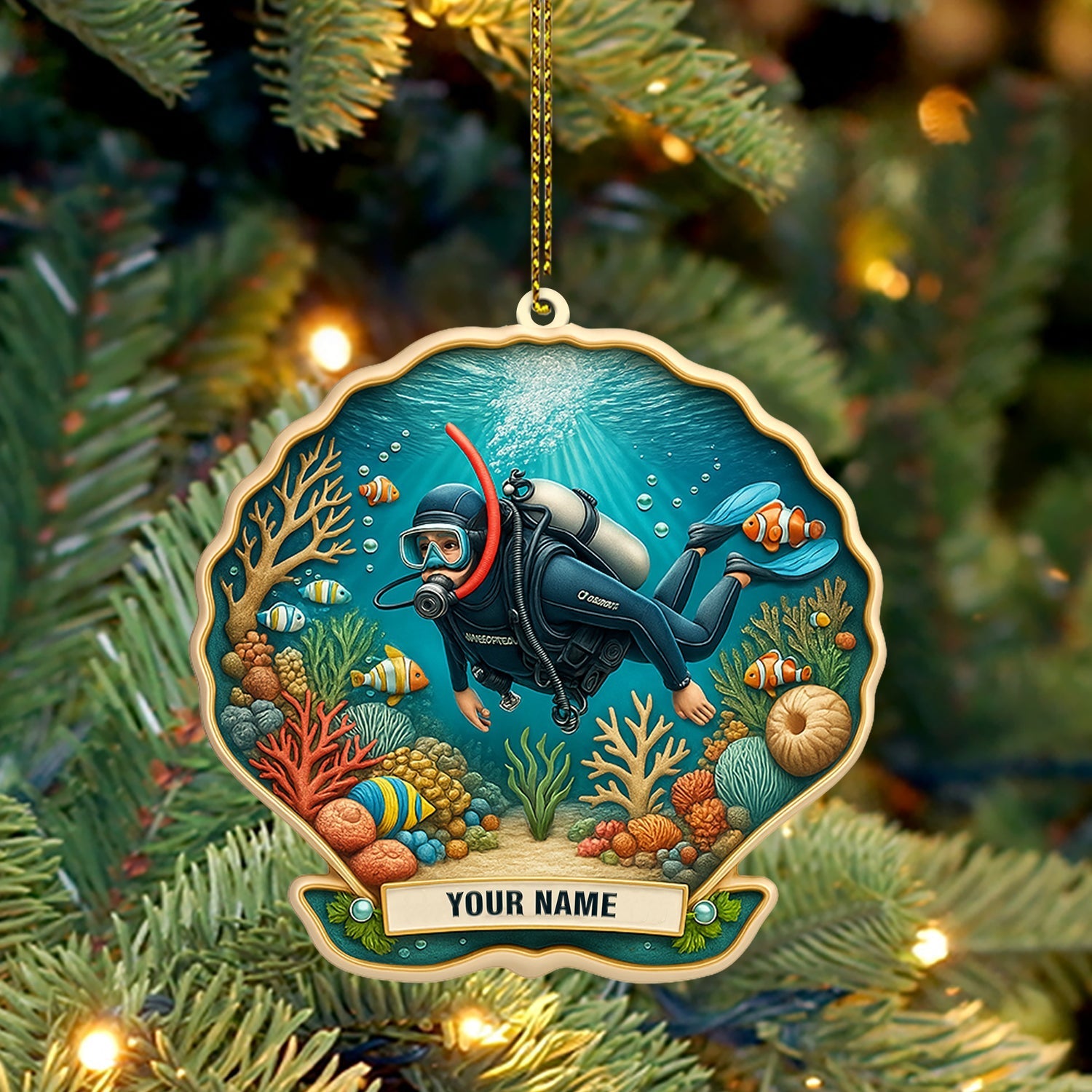 Blisscorners Diving Home Decor, Christmas Ornament, Personalized Ornament 82D Flat LM2111