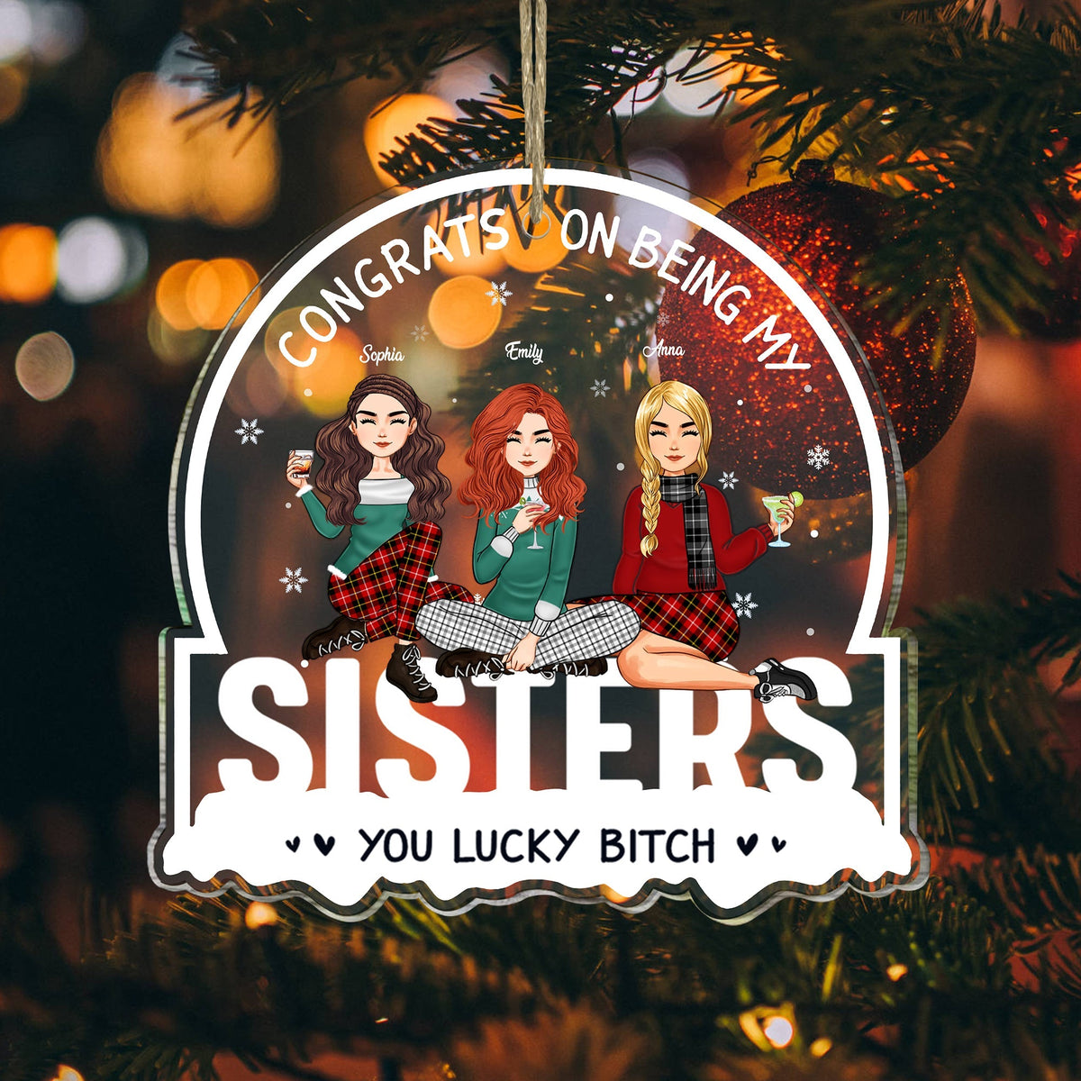 Blisscorners Congrats On Being My Family - Custom Appearances, Title And Names Christmas Gift - Personalized Acrylic Ornament2D Flat LM2111