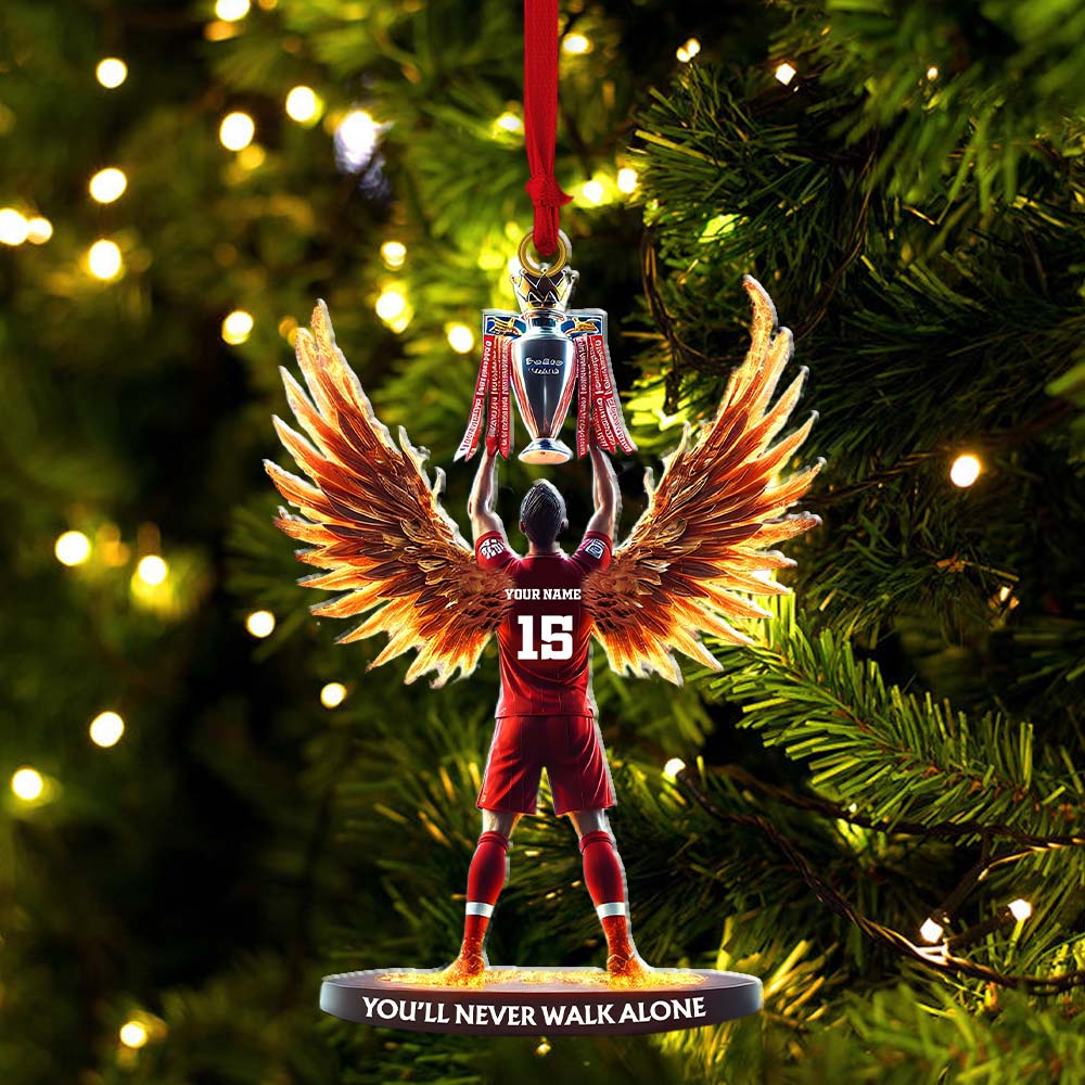 Blisscorners Custom Name and Number Football Champion Memorial Ornament, Christmas Gift2D Flat LM2111