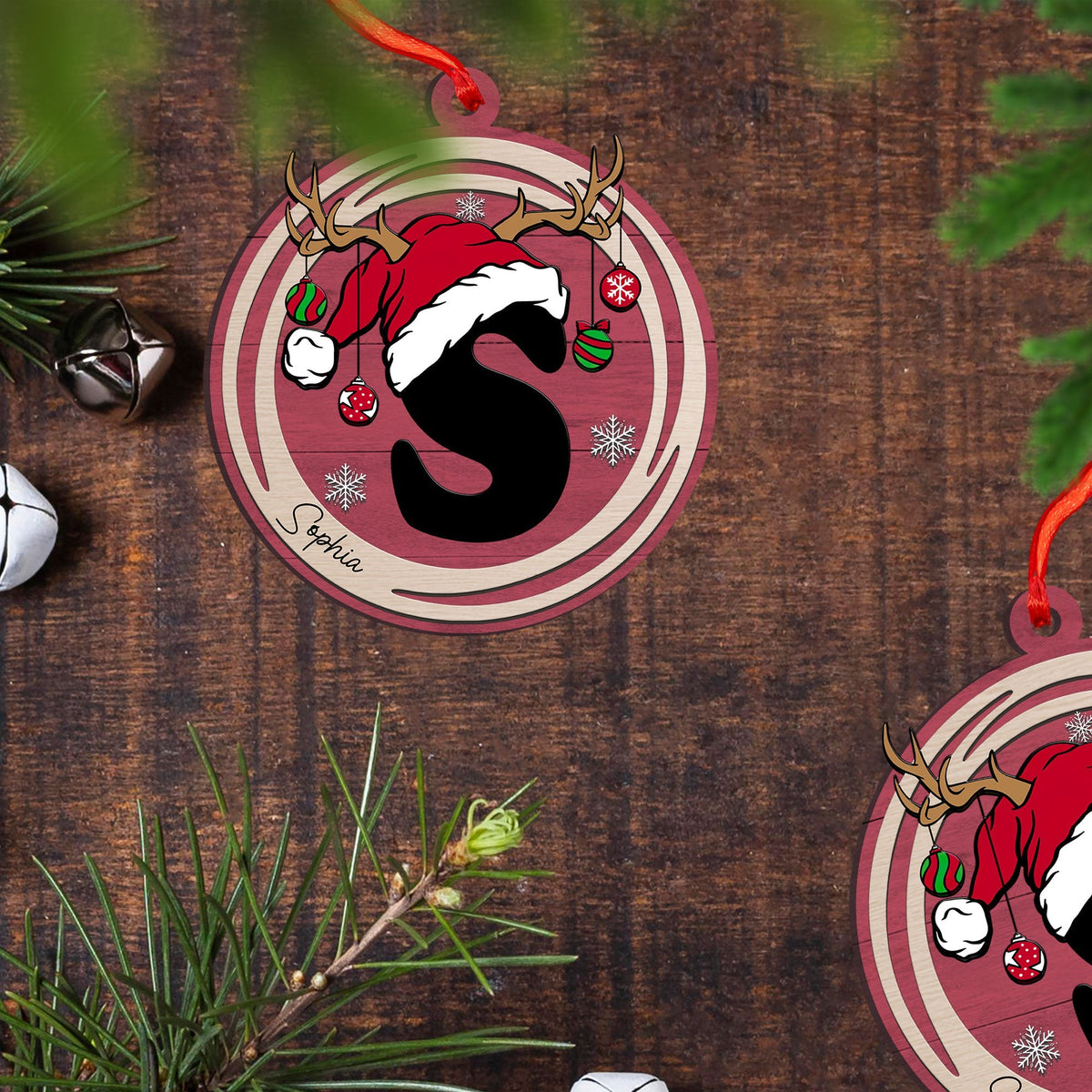 Blisscorners Christmas Letter - Personalized 2-Layered Wooden Ornament - Gift For Family, Xmas Gift2D Flat LM2111