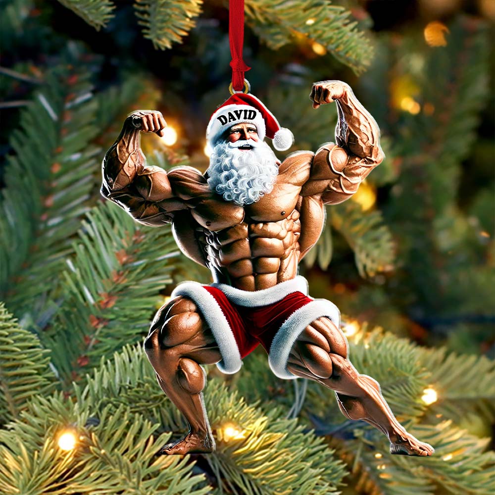 Blisscorners Santa Bodybuilder Christmas Ornament, Personalized Ornament2D Flat LM2211