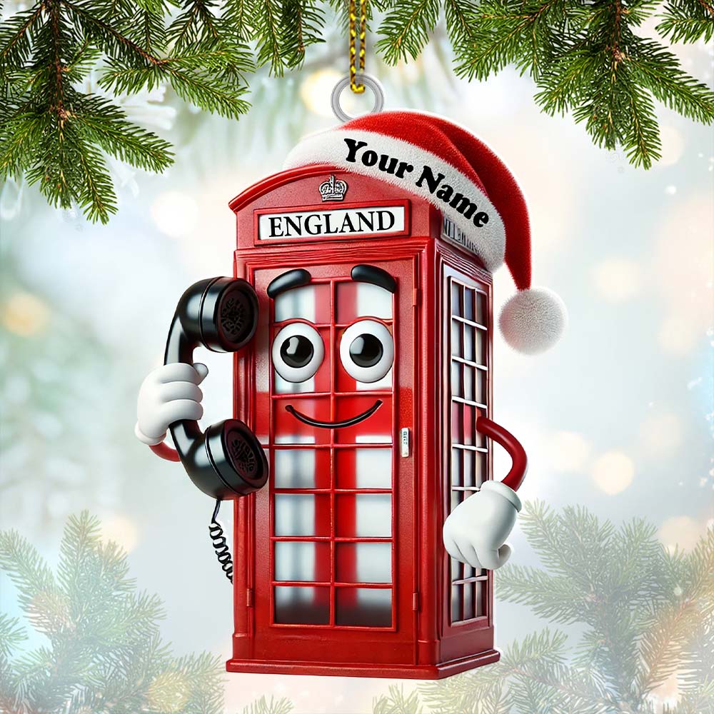 Blisscorners England Red Telephone Box Christmas Ornament, Personalized Ornament2D Flat LM2211