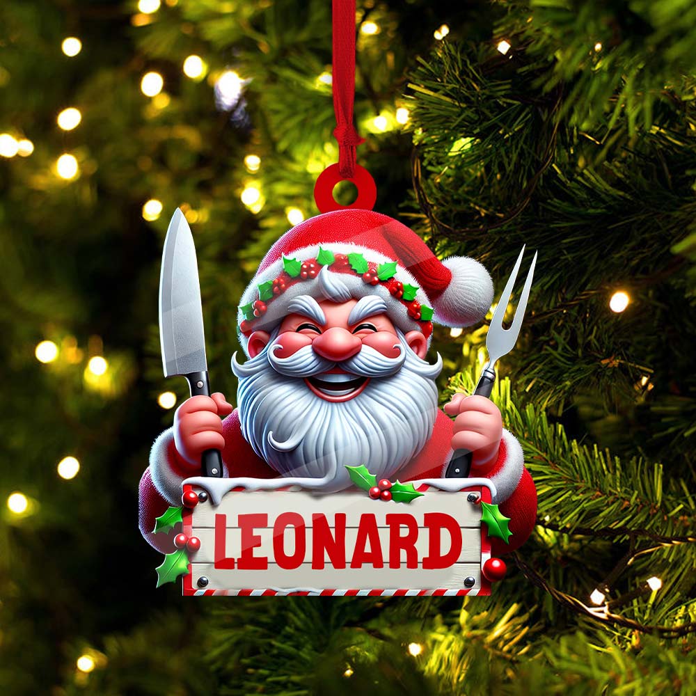 Blisscorners Custom Name Chef Ornament, Santa Chef Gift for Cooking Lovers2D Flat LM2211