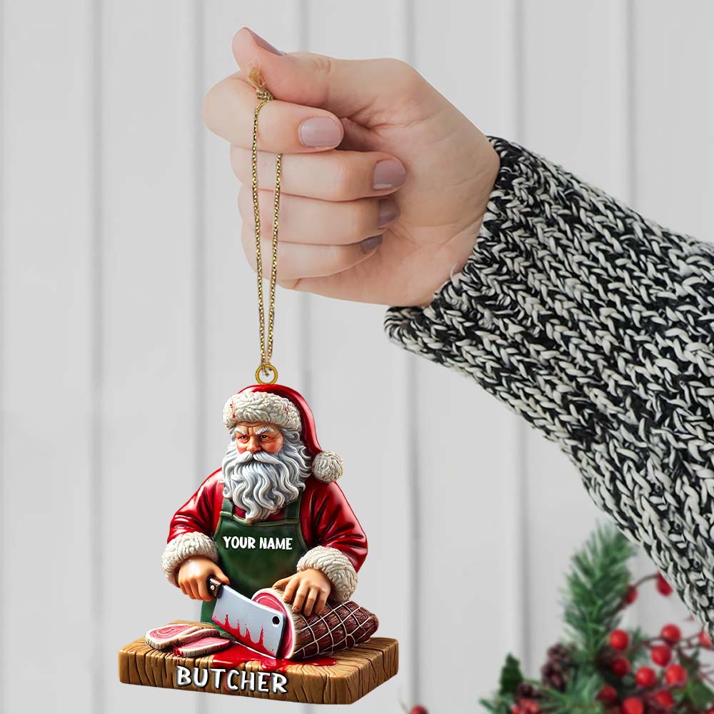 Blisscorners Custom Santa Butcher Ornament, Personalized Ornament2D Flat LM2211