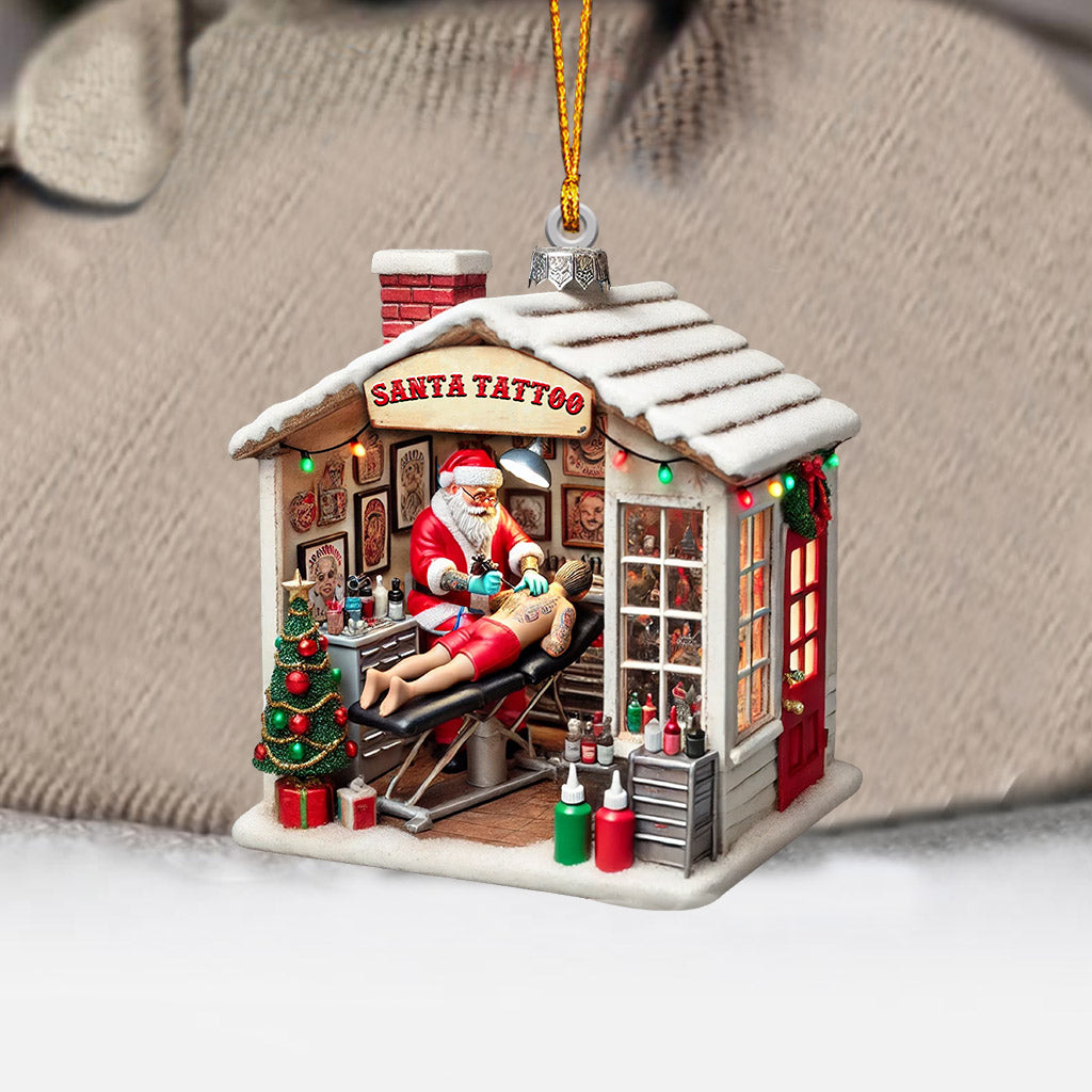 Blisscorners Santa's Tattoo Christmas Ornament, Personalized Ornament2D Flat LM2211