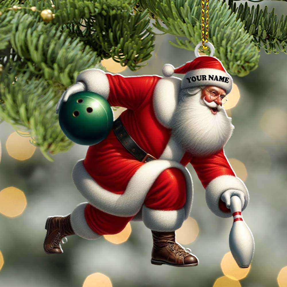 Blisscorners Custom Name Bowling Santa Ornament, Bowling Lover Christmas Gift2D Flat LM2211