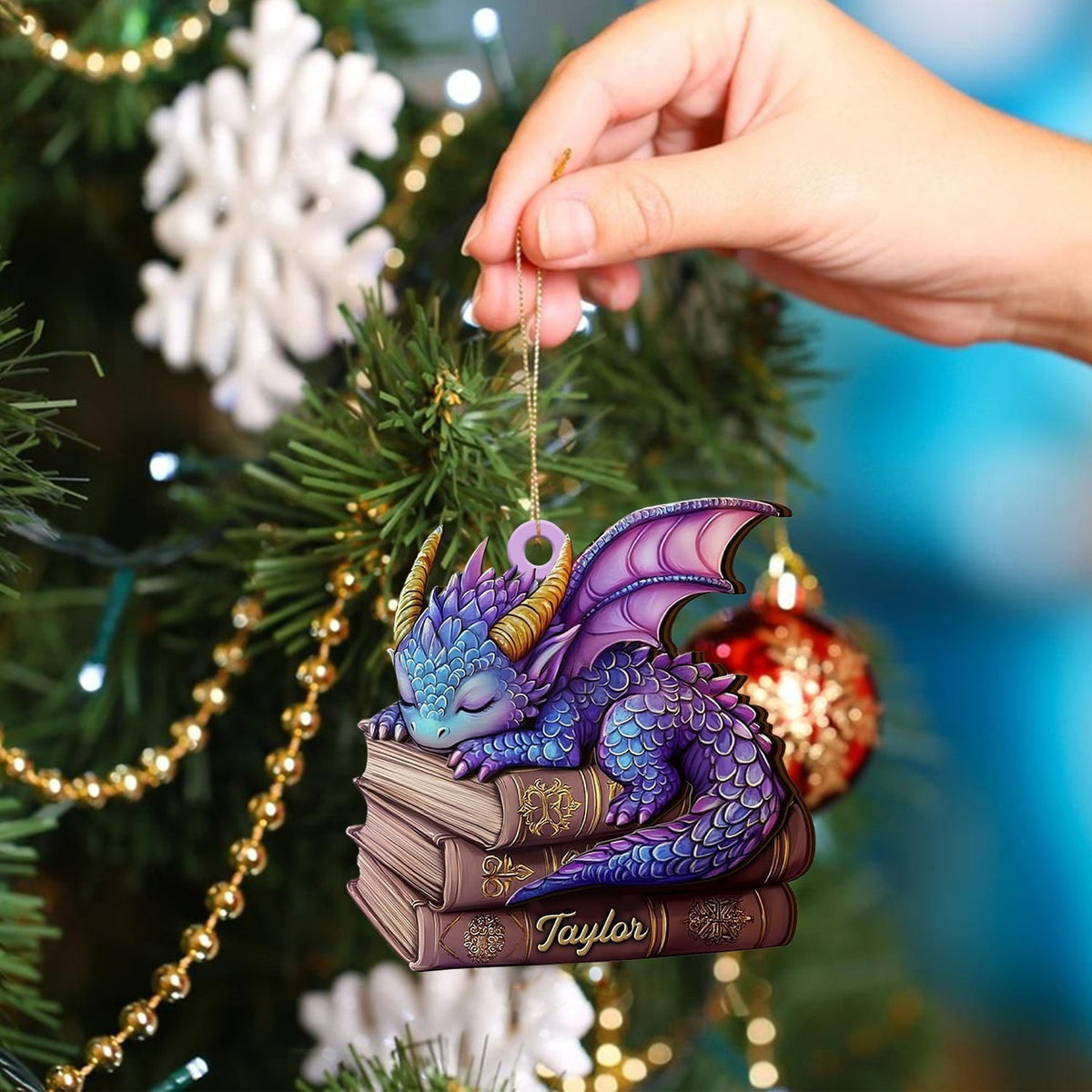 Blisscorners Sleeping Little Dragon Christmas Ornament, Personalized Ornament2D Flat LM2211