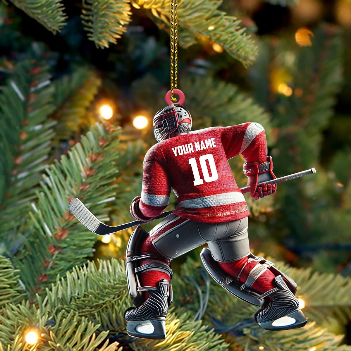 Blisscorners Hockey Player Christmas Ornament, Personalized Ornament2D Flat LM2211
