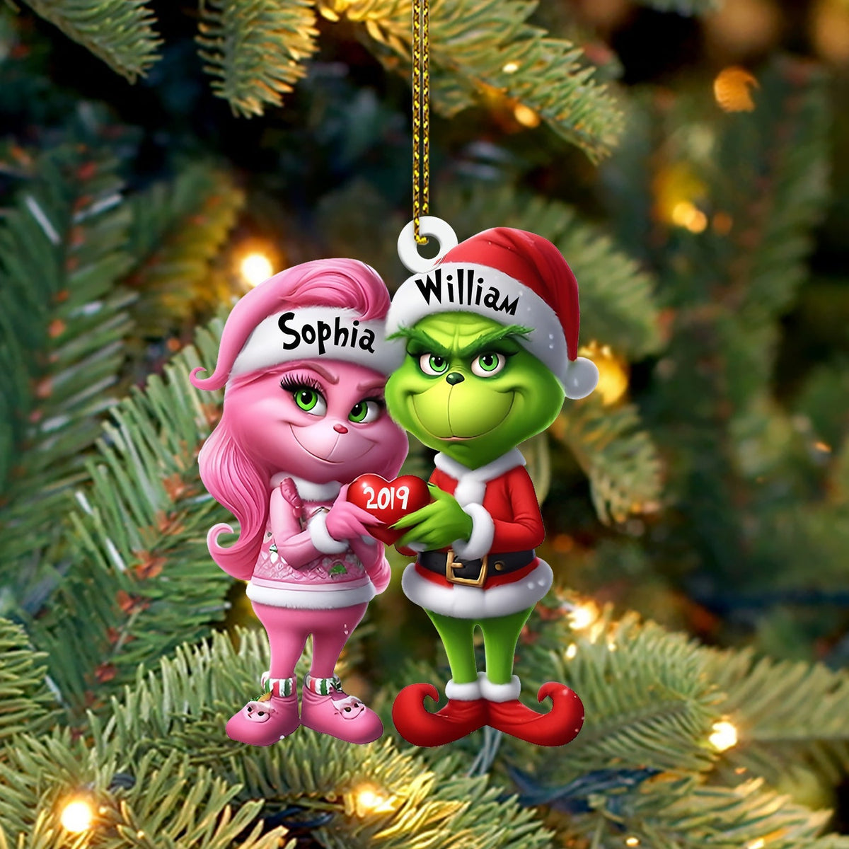 Blisscorners ELF Couple Christmas Ornament, Personalized Ornament2D Flat LM2211