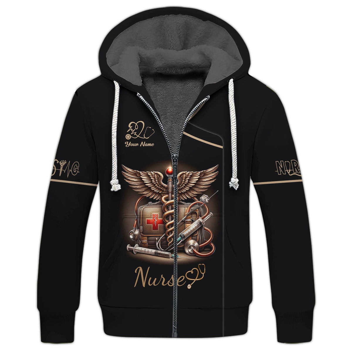 Blisscorners Personalized Nurse Shirt - Classic Medical Symbols Design for Healthcare Professionals