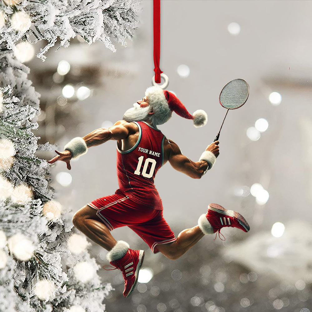 Blisscorners Custom Badminton Santa Ornament, Personalized Ornament2D Flat LM2211