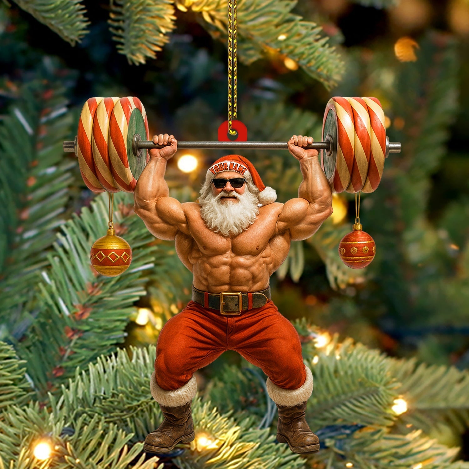 Blisscorners Weightlifting Santa, Home Decor, Christmas Ornament2D Flat LM2111