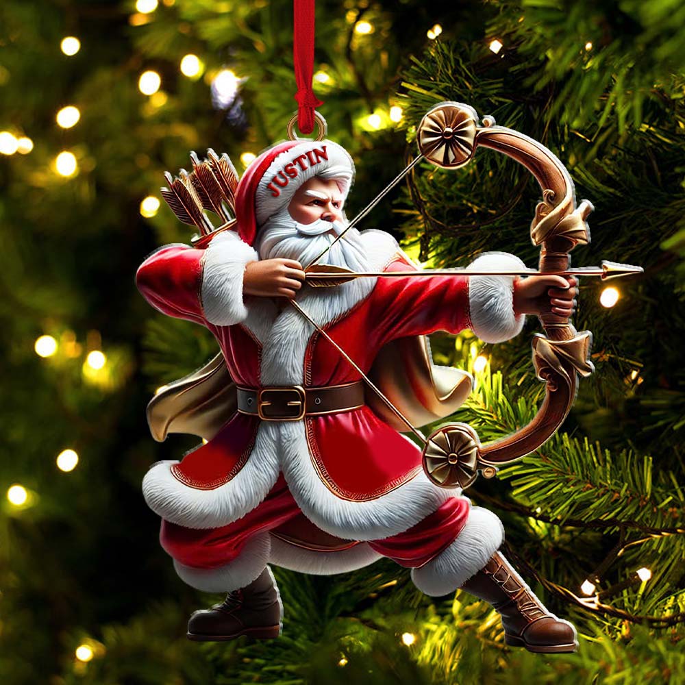 Blisscorners Custom Name Archery Santa Ornament, Christmas Gift2D Flat LM2211