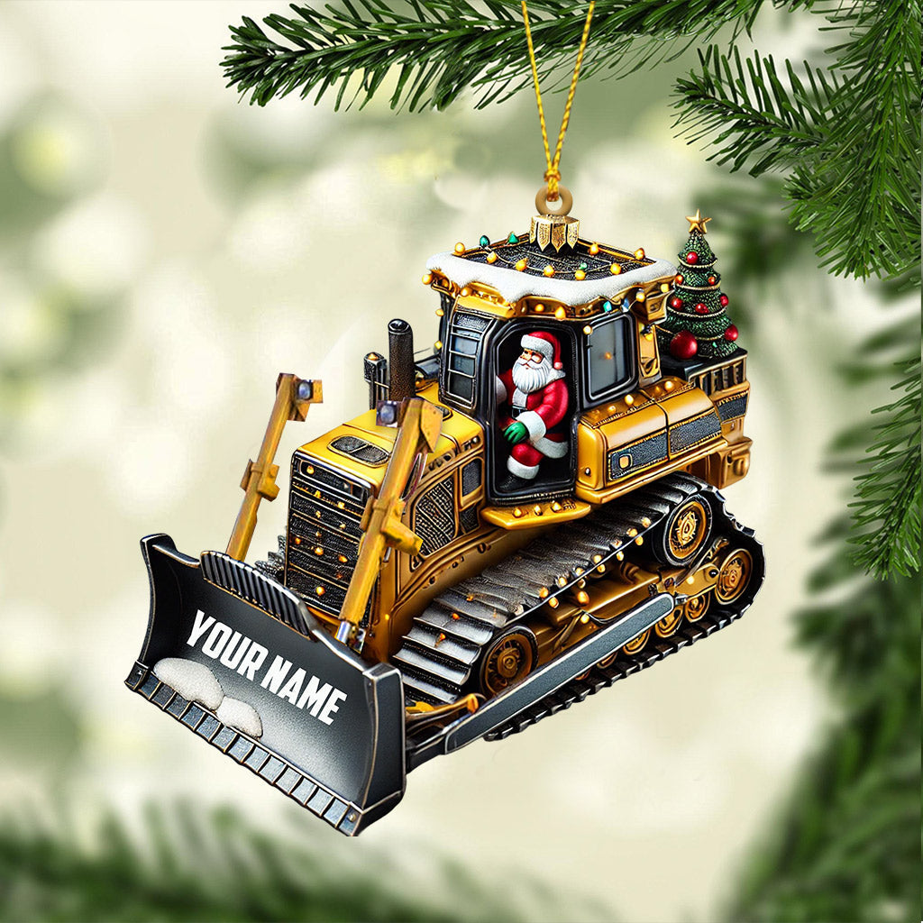 Blisscorners Santa Rides Snowplow Christmas Ornament, Personalized Ornament2D Flat LM2211