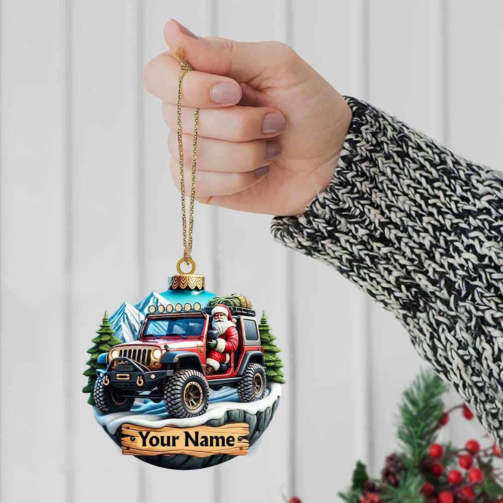 Blisscorners Custom Name Santa Ride Ornament, Santa Christmas Gift2D Flat LM2111