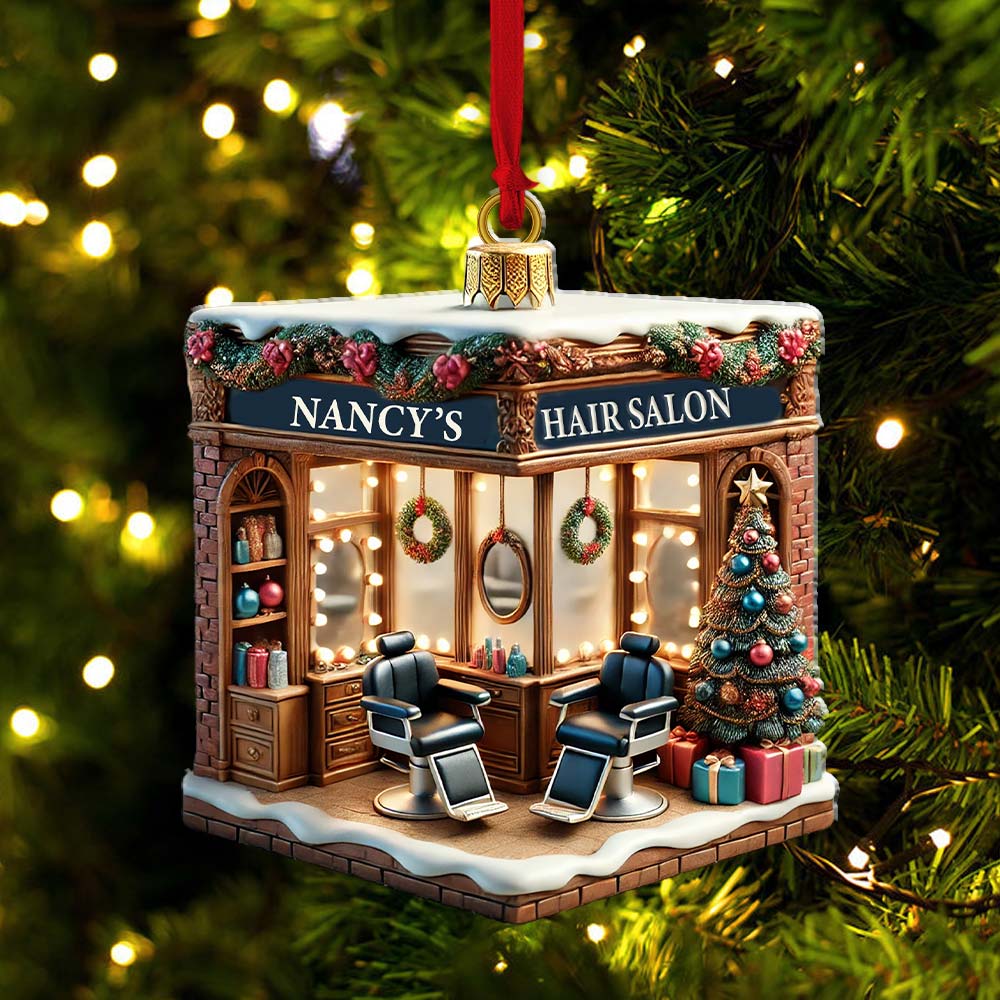 Blisscorners Hair Salon Ornament, Personalized Ornament2D Flat LM2211