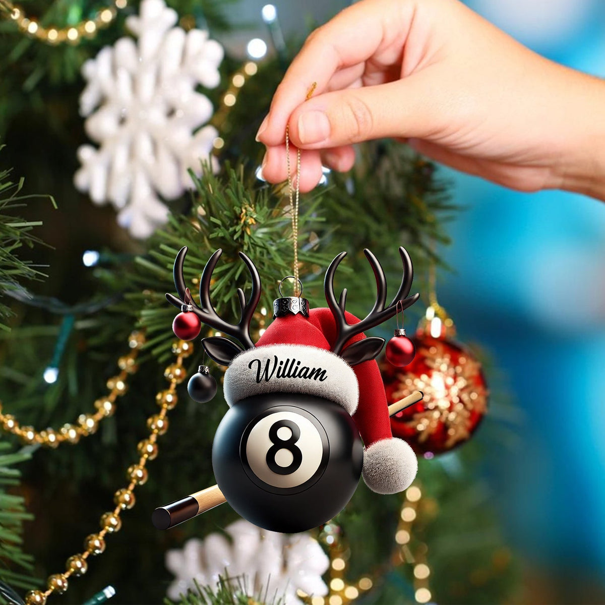 Blisscorners Billiard Ball Christmas Ornament, Personalized Ornament2D Flat LM2211