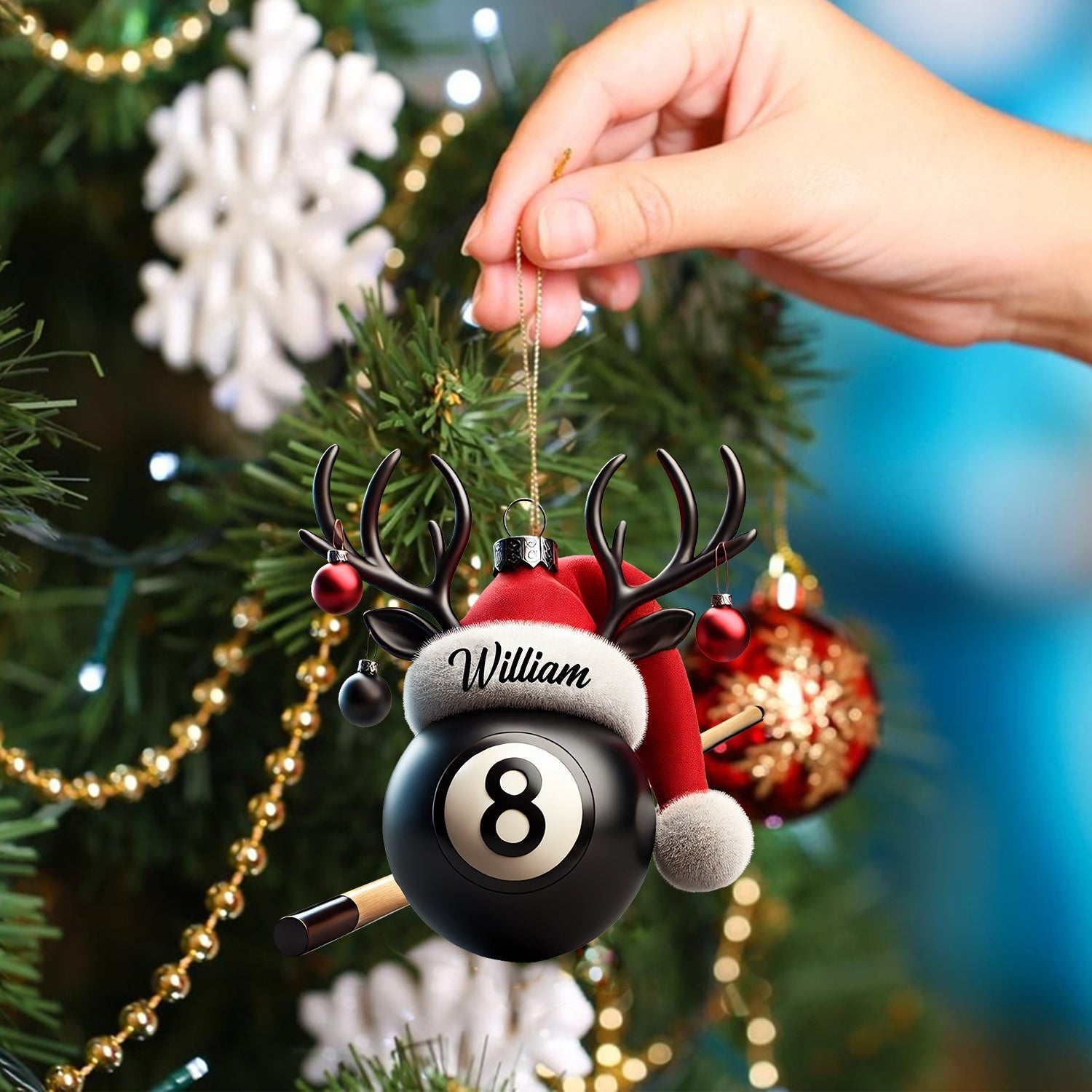 Blisscorners Billiard Ball Christmas Ornament, Personalized Ornament2D Flat LM2211