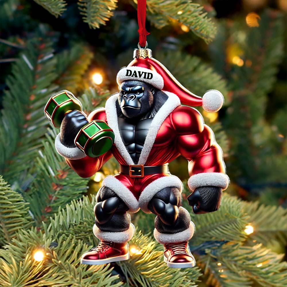 Blisscorners Black Kong Dumbbell Lift Christmas Ornament, Personalized Ornament2D Flat LM2211