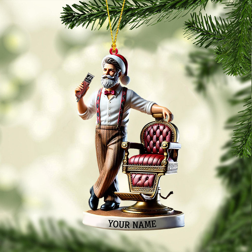 Blisscorners Santa Barber Christmas Ornament, Personalized Ornament2D Flat LM2211