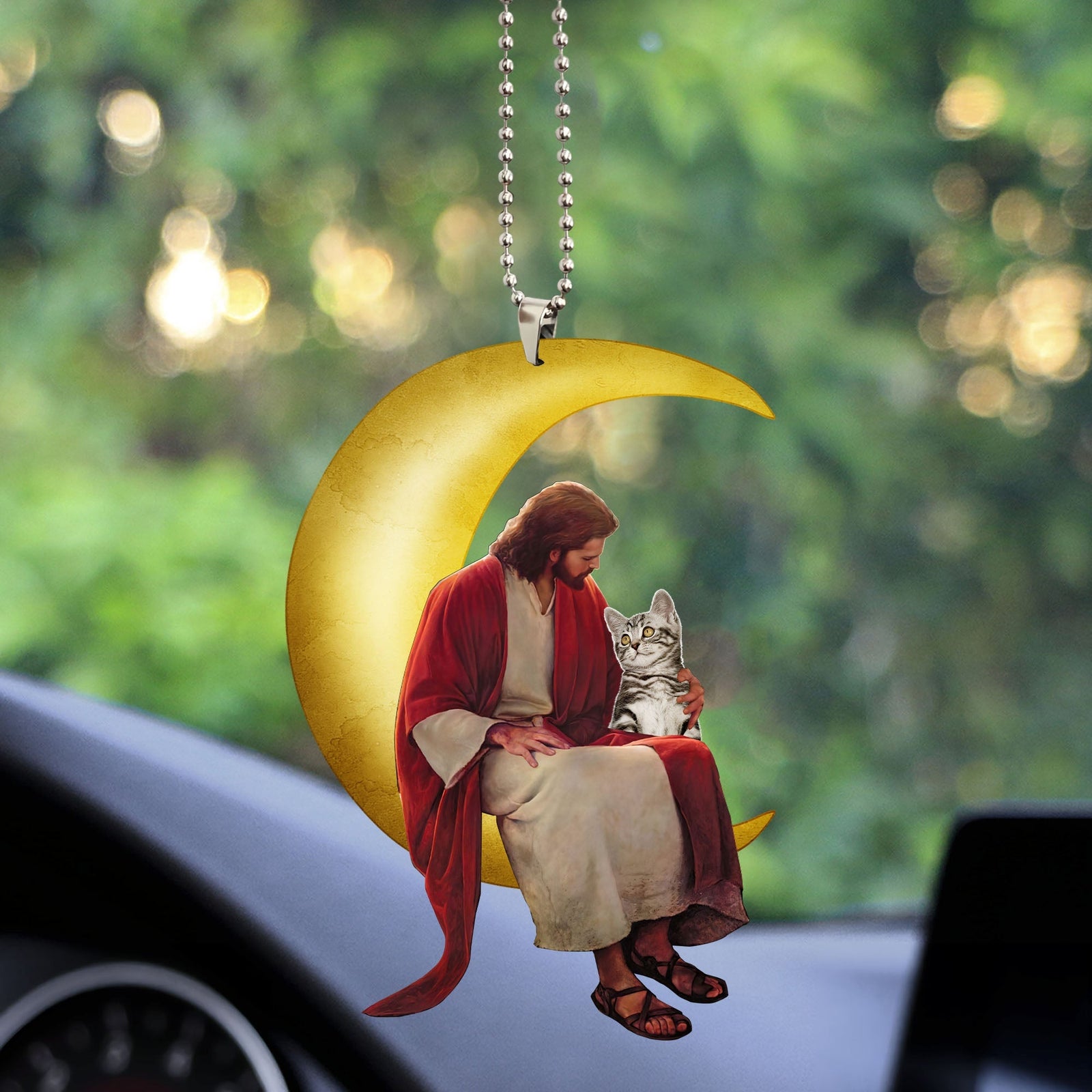 Blisscorners Jesus Car Ornament, Custom Photo And Name, Personalized Acrylic Ornament2D Flat LM2111