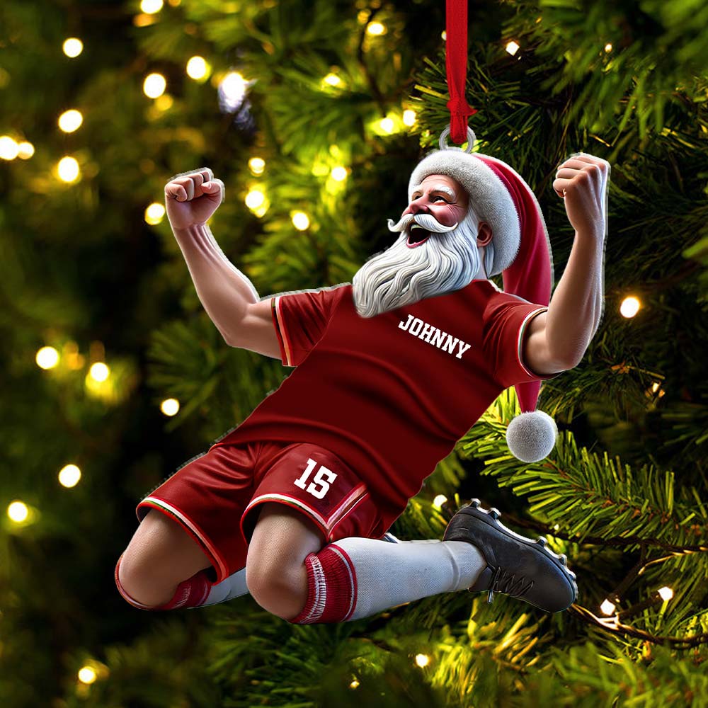 Blisscorners Custom Name and Number Soccer Santa Ornament, Soccer Christmas Gift2D Flat LM2211