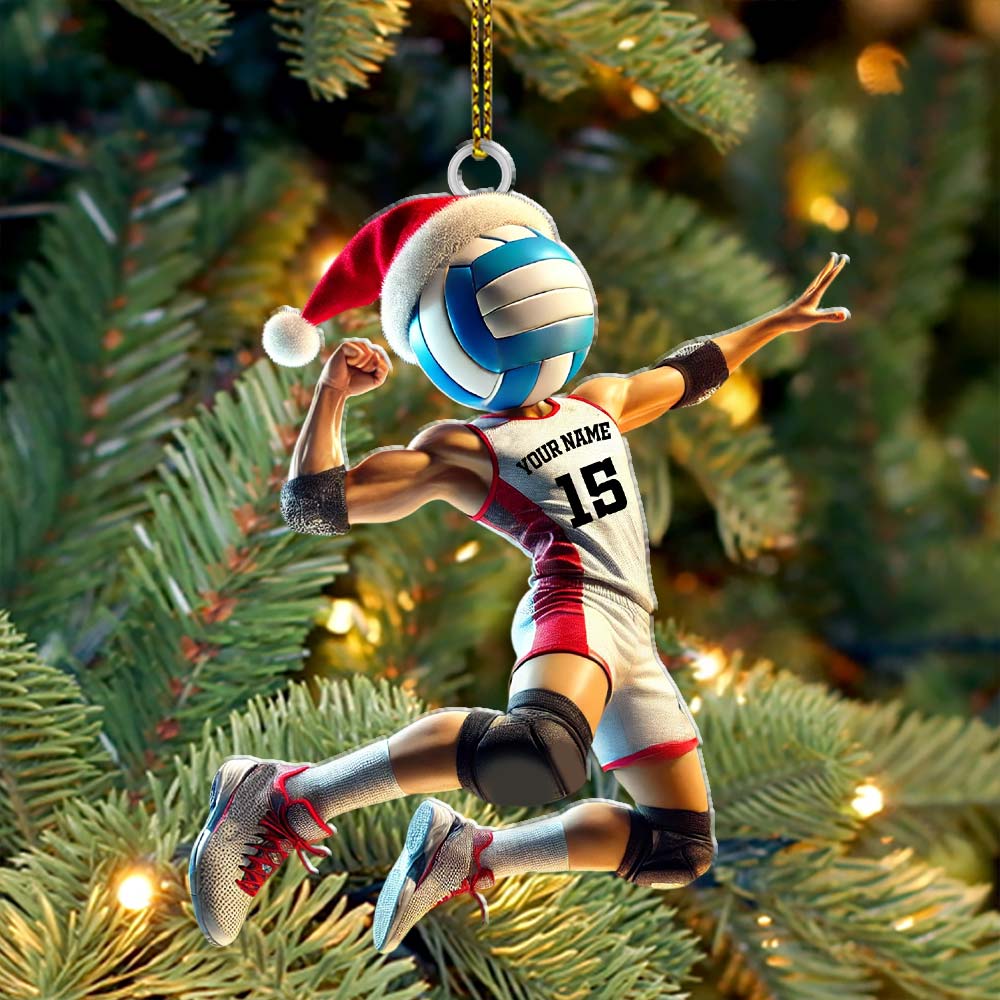Blisscorners Custom Name and Number Volleyball Champion Ornament, Christmas Gift for Volleyball Lover2D Flat LM2111