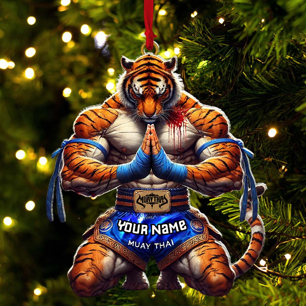 Blisscorners Custom Name Muay Thai Ornament, Christmas Gift for Muay Thai Lover2D Flat LM2211