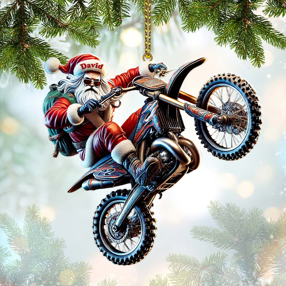 Blisscorners Custom Name Motocross Ornament, Motocross Lover Christmas Gift 72D Flat LM2211