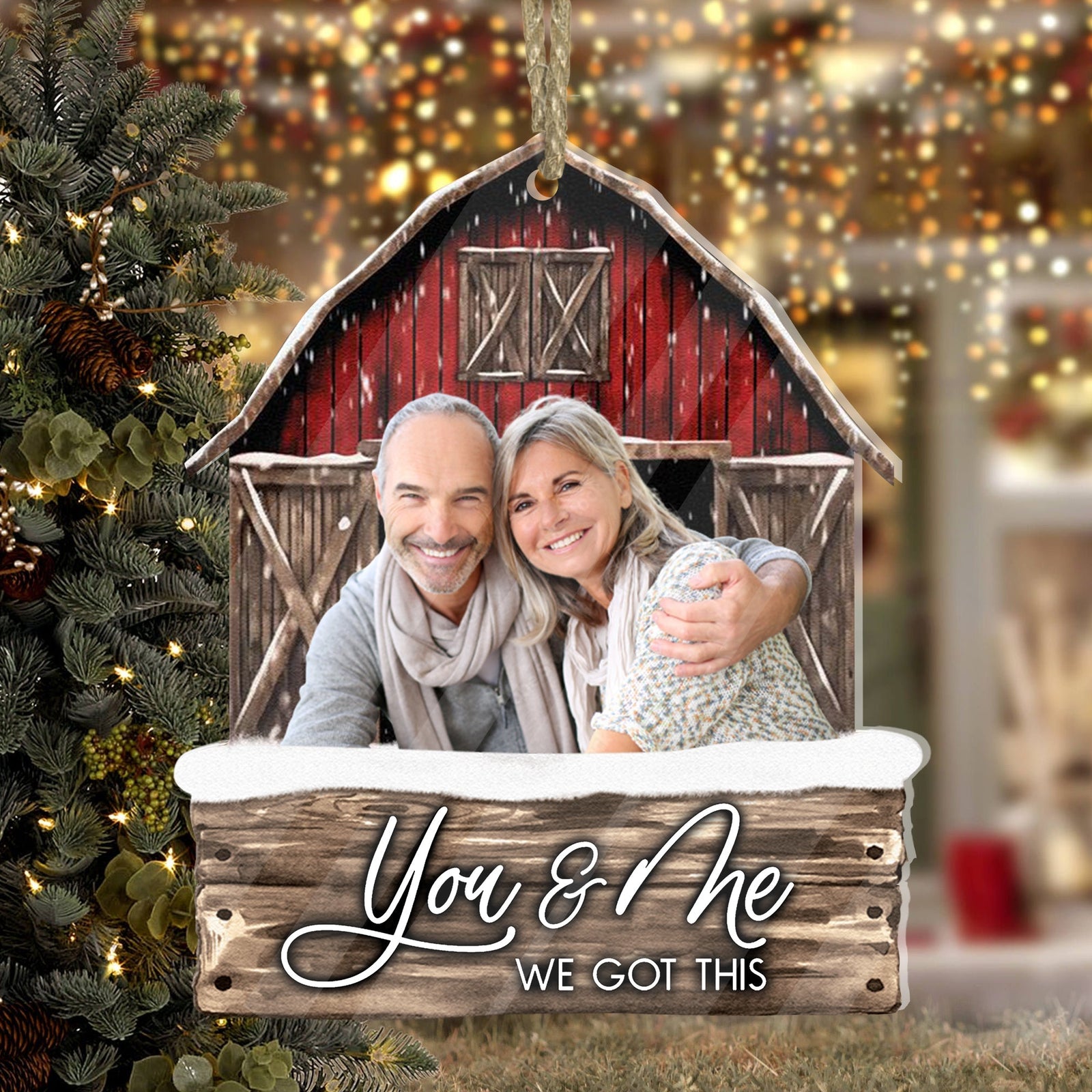 Blisscorners Christmas Gift, Custom Photo And Quote - Personalized Acrylic Ornament - Gift For Christmas, Family Gift2D Flat LM2111