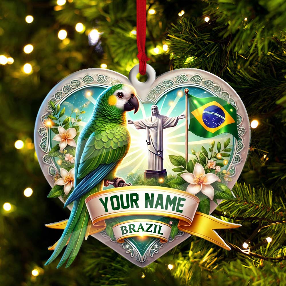 Blisscorners Custom Name Brazil Ornament, Christmas Gift for Brazil Lover2D Flat LM2211