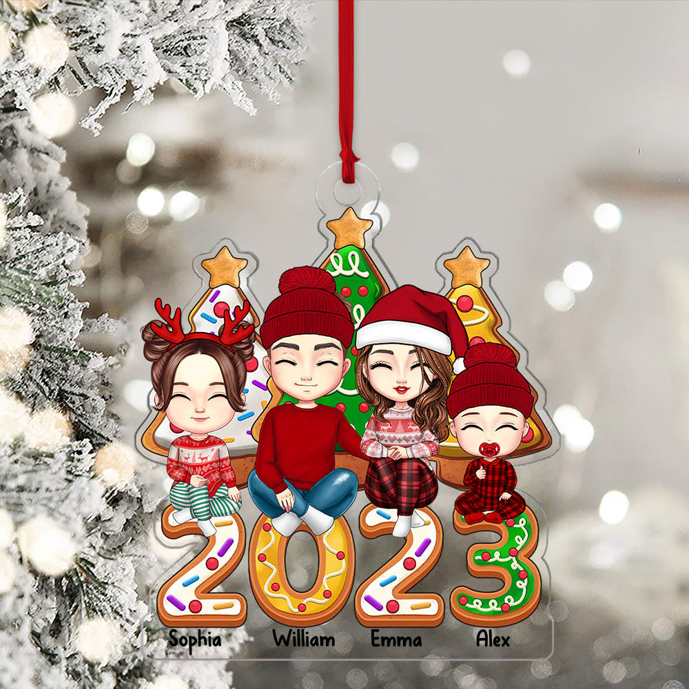 Blisscorners Merry Christmas 2023 Family Members - Personalized Acrylic Ornament - Gift For Family, Xmas Gift2D Flat LM2111