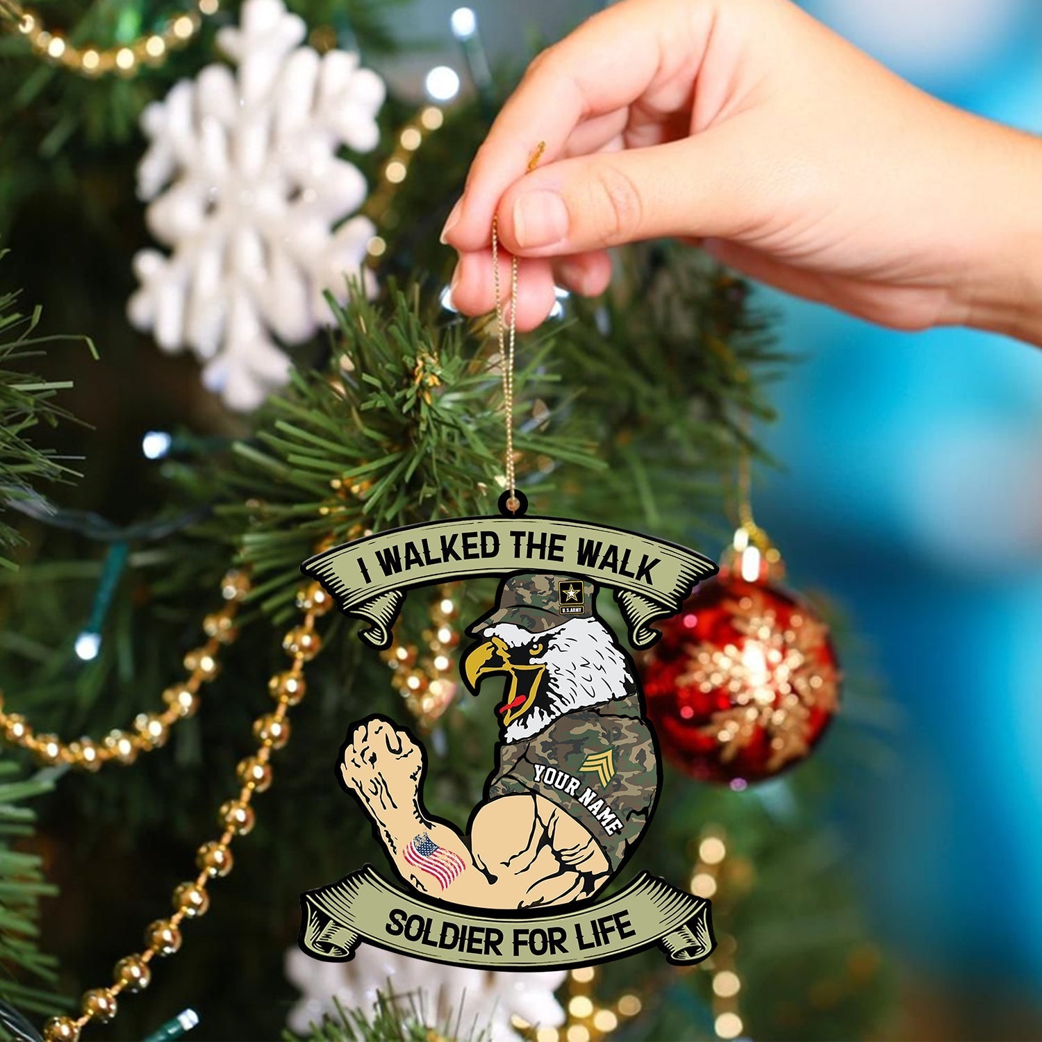 Blisscorners USA Veteran Ornament, Personalized Ornament2D Flat LM2211
