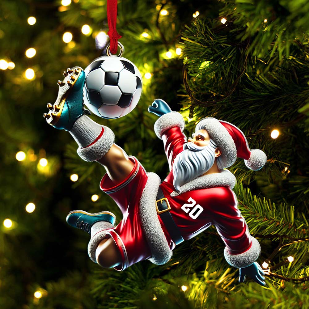 Blisscorners Custom Number Soccer Santa Ornament, Soccer Christmas Gifts2D Flat LM2211