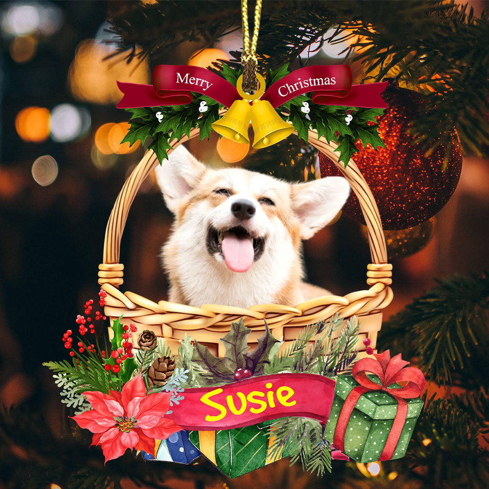 Blisscorners Merry Christmas Cute Pet Photo  - Custom Photo And Name, Personalized Acrylic Ornament - Gift For Pet Lover2D Flat LM2111