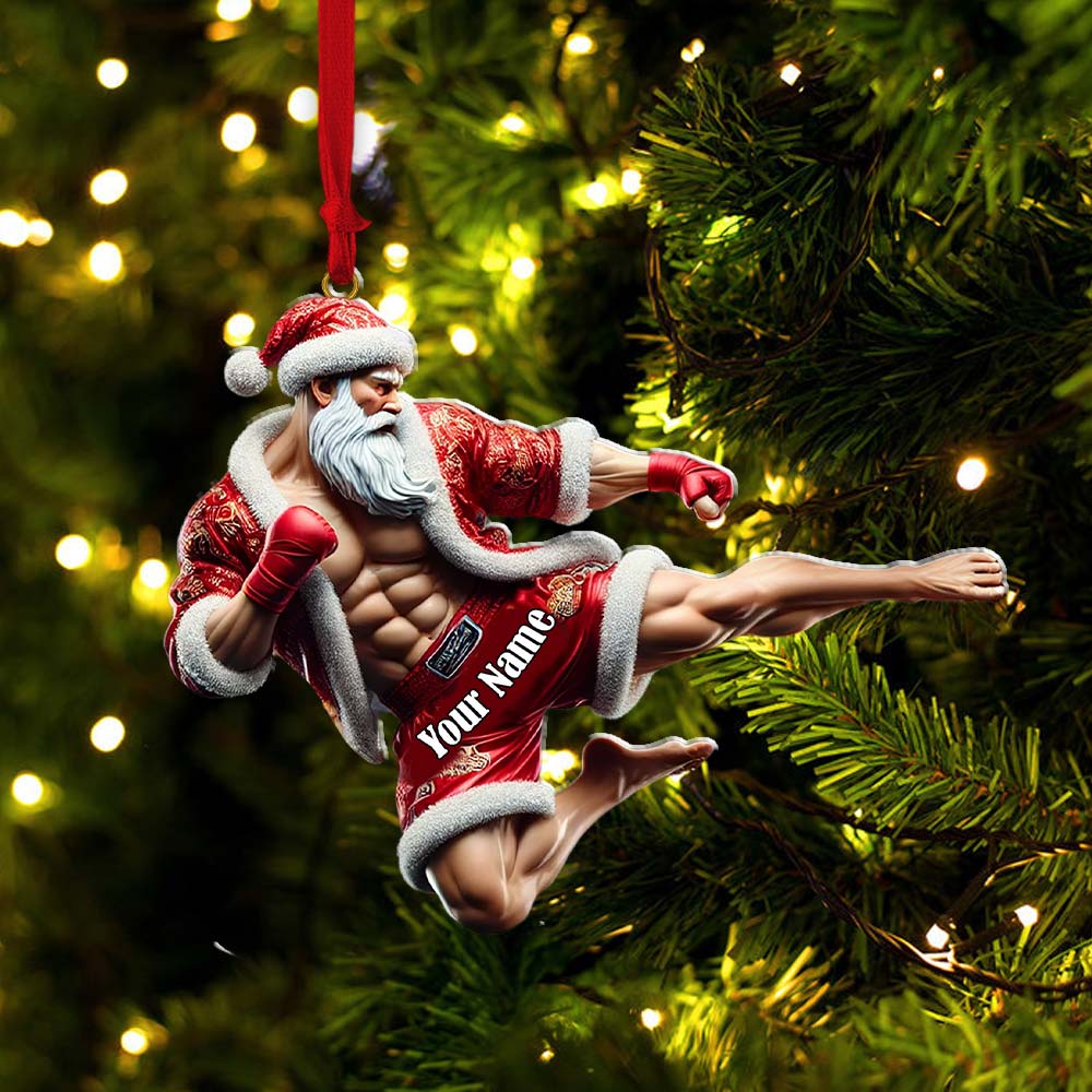 Blisscorners Custom Name Muay Thai Ornament, Christmas Gift for Muay Thai Lovers2D Flat LM2111