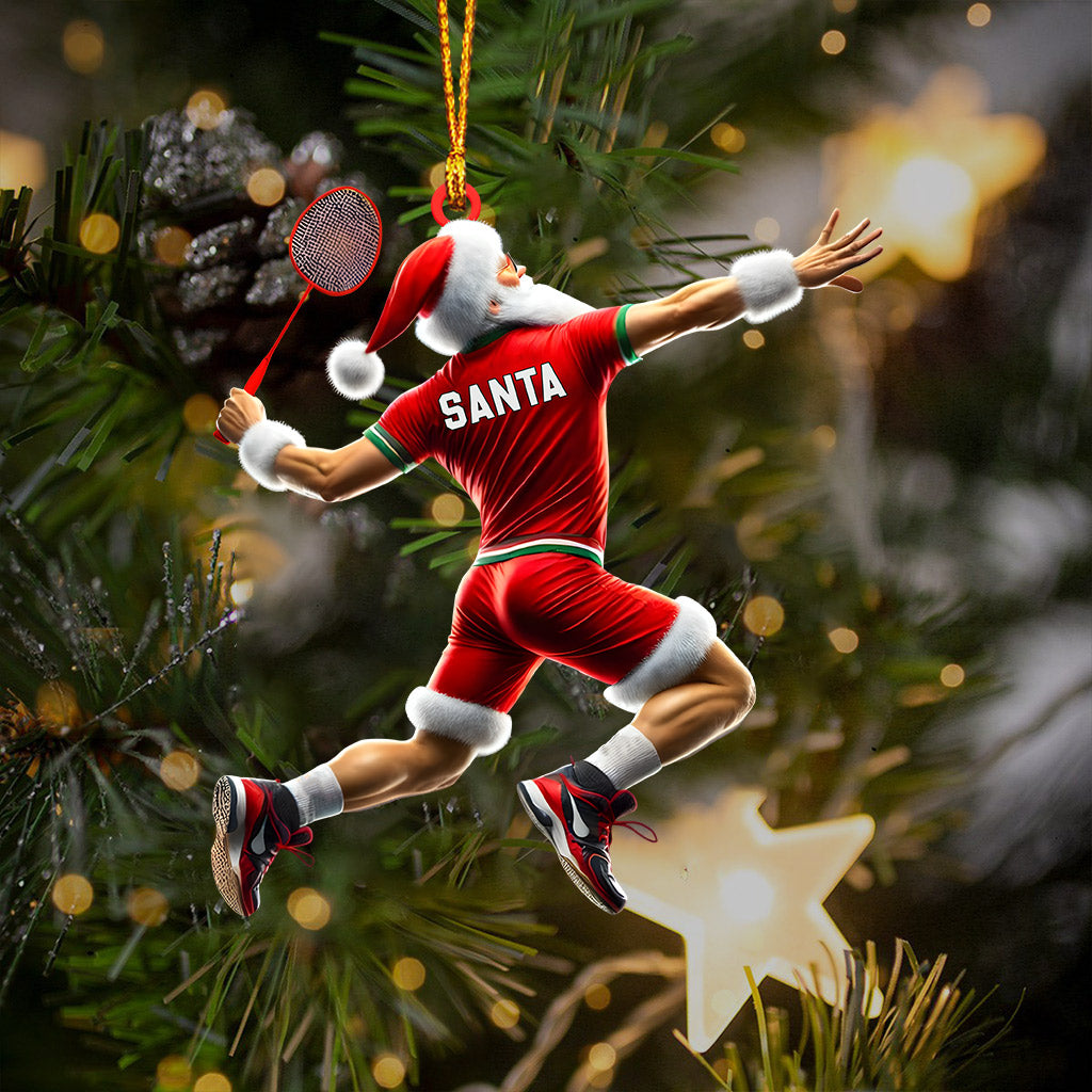 Blisscorners Santa Badminton Christmas Ornament, Personalized Ornament2D Flat LM2211