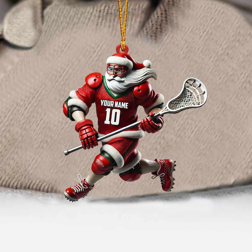 Blisscorners Santa Lacrosse Christmas Ornament, Personalized Ornament2D Flat LM2211