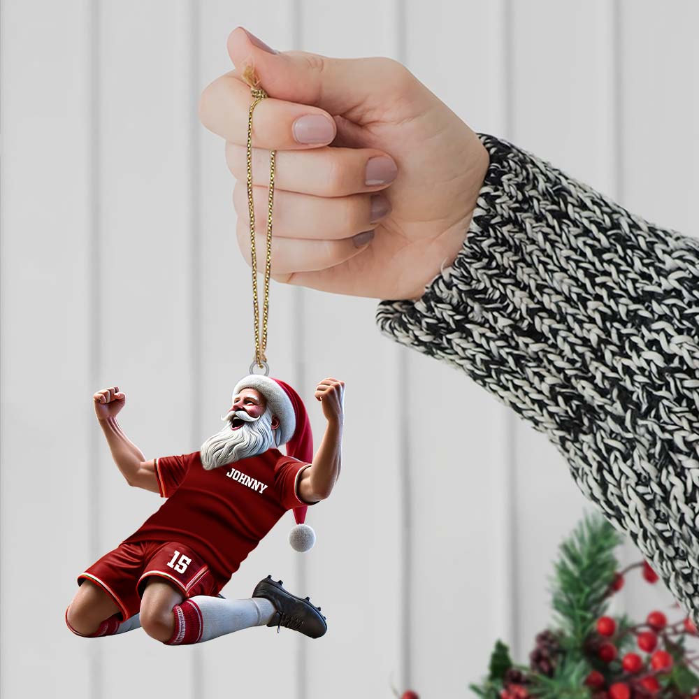 Blisscorners Custom Name and Number Soccer Santa Ornament, Soccer Christmas Gift2D Flat LM2211