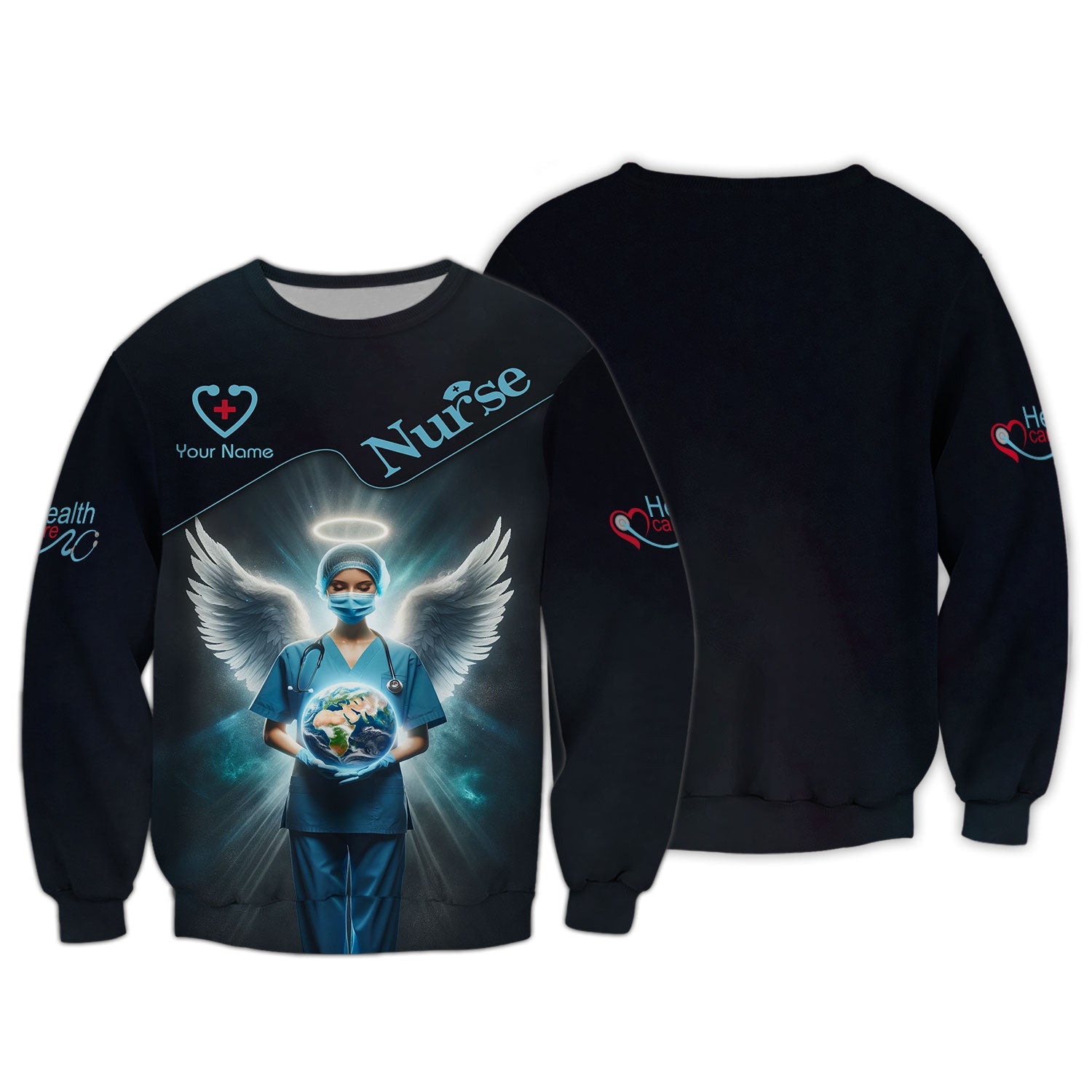 Blisscorners Personalized Nurse Shirts - Guardian Angel Nurse Design for Healthcare Heroes