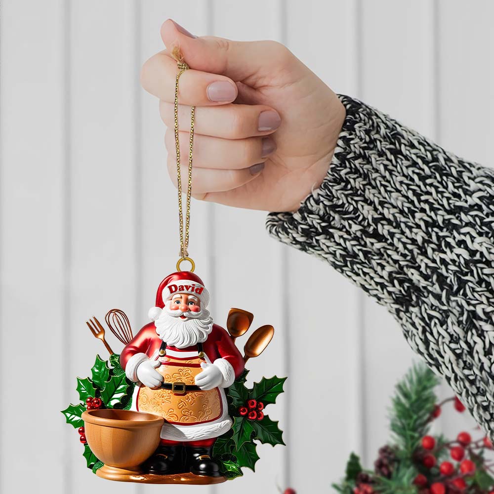 Blisscorners Custom Name Baker Santa Ornament, Christmas Gift for Baking Lover2D Flat LM2211