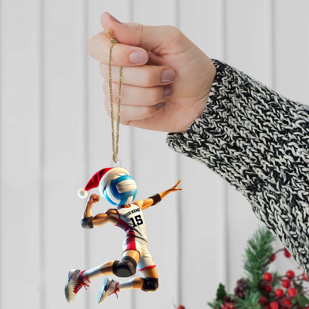 Blisscorners Custom Name and Number Volleyball Champion Ornament, Christmas Gift for Volleyball Lover2D Flat LM2111
