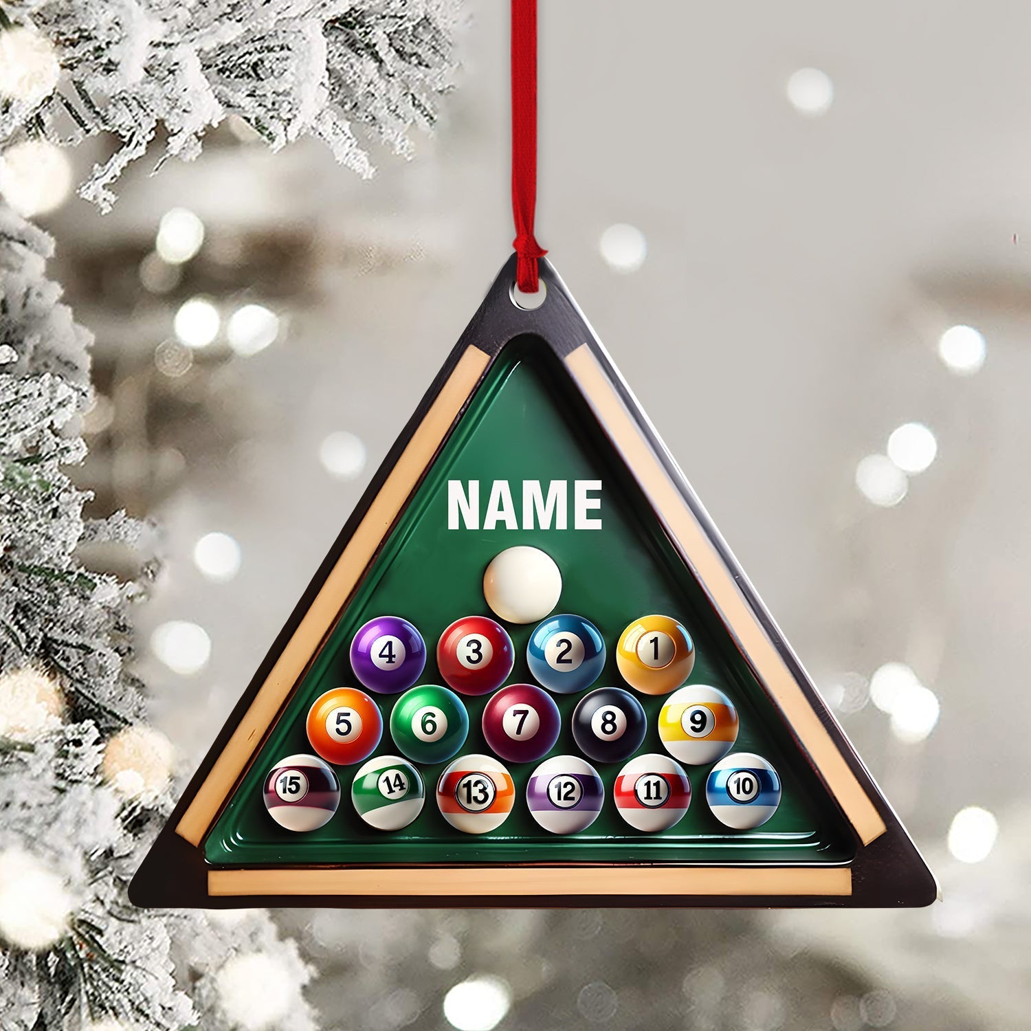 Blisscorners Pool Table Billiard Ball Christmas Ornament, Personalized Ornament2D Flat LM2211