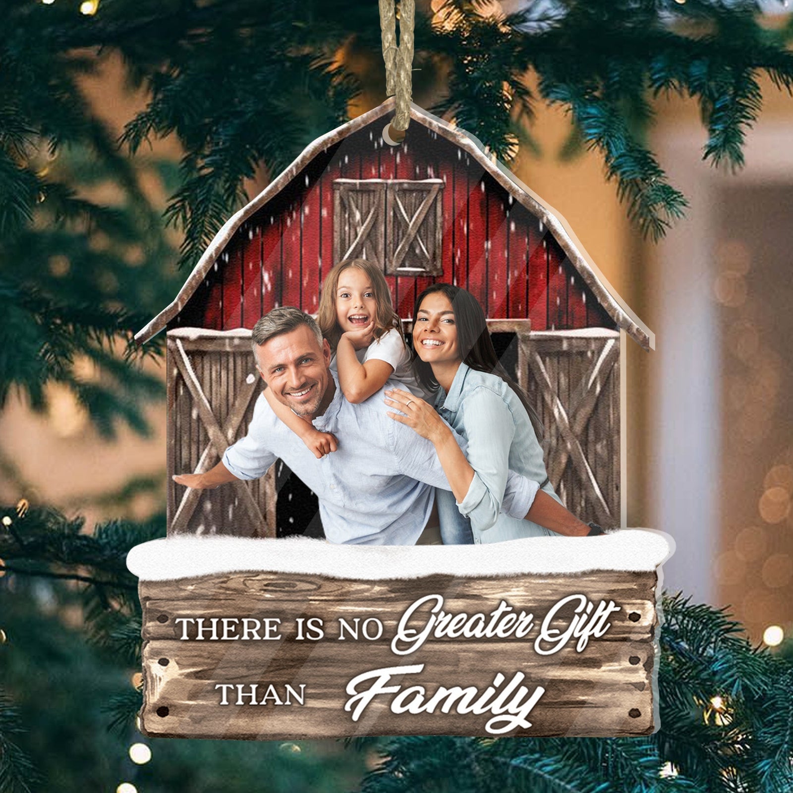 Blisscorners Christmas Gift, Custom Photo And Quote - Personalized Acrylic Ornament - Gift For Christmas, Family Gift2D Flat LM2111