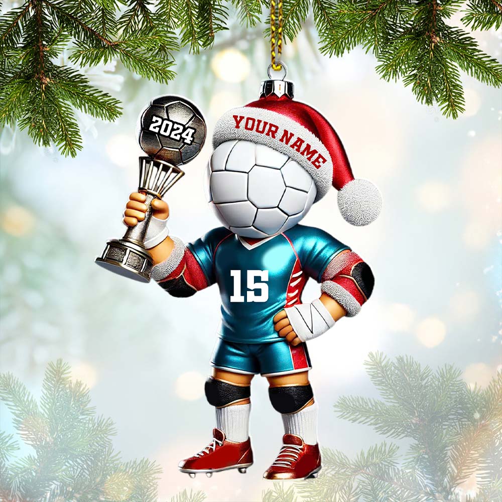 Blisscorners Custom Name, Number and Year Handball Champion Ornament, Christmas Gift for Handball Lover2D Flat LM2111